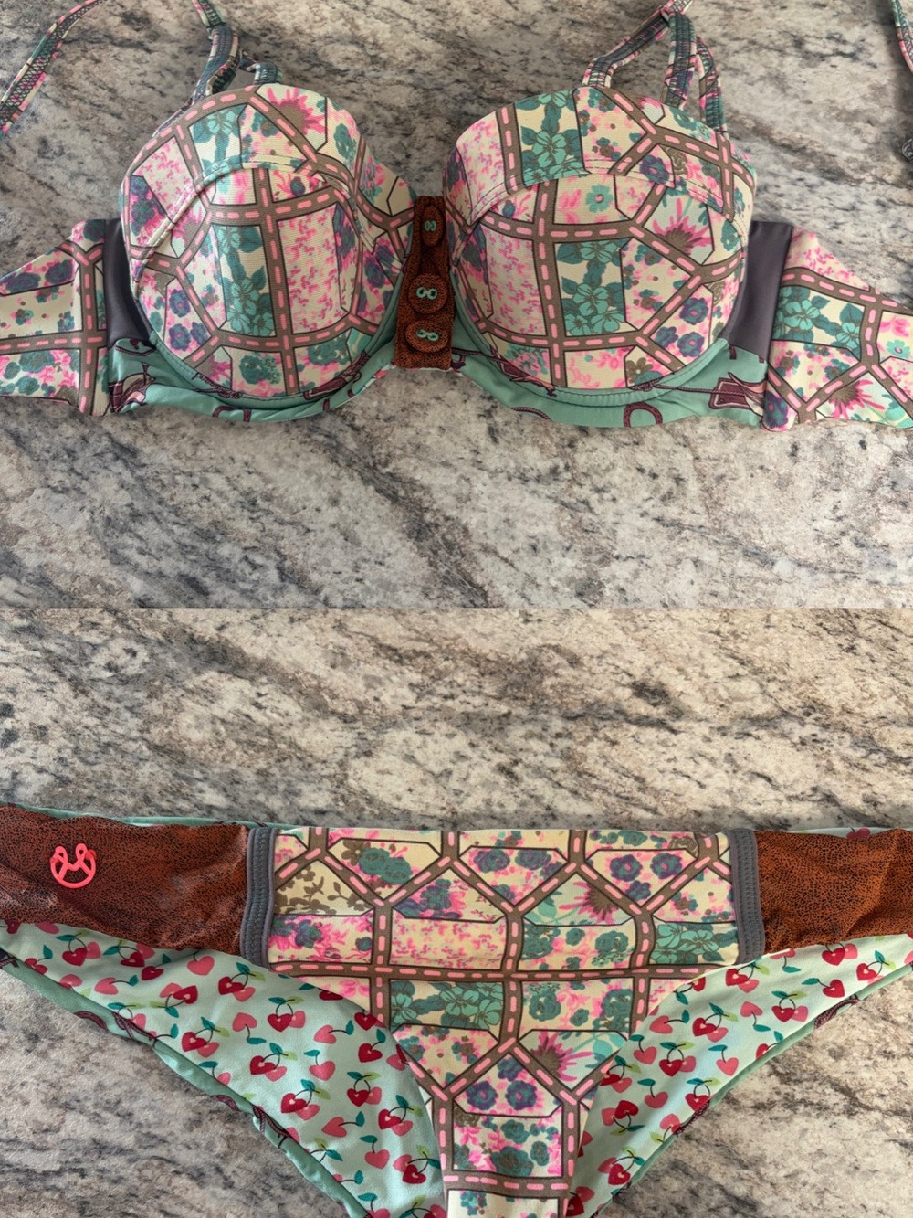 Maaji Mint & Pink Floral Mosaic Bikini